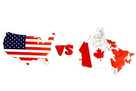 USA vs Canada concept. National flag of country on white background.の写真素材