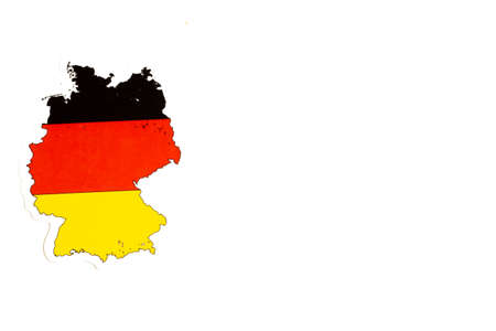 National flag of Germany. Country outline on white background with copy space. Politics illustration.の写真素材