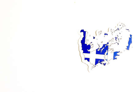 National flag of Greece. Country outline on white background with copy space. Politics illustration.の写真素材