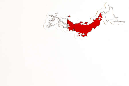 National flag of Japan. Country outline on white background with copy space. Politics illustration.の写真素材