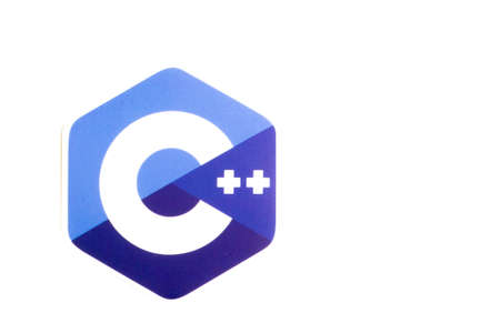 Los Angeles, California, USA - 17 January 2020: C++ logo with copy space, Illustrative Editorial.