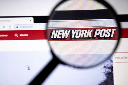 Los Angeles, California, USA - 25 January 2020: New York Post website page in browser on laptop screen for illustration of article, Illustrative Editorial.のeditorial素材