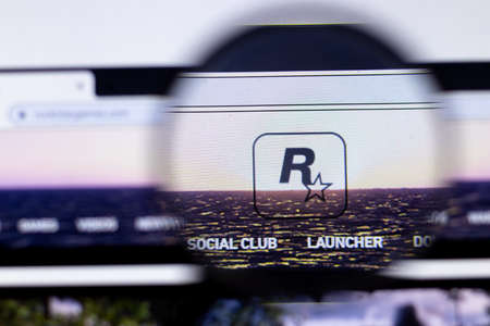 New York City, USA - 5 February 2020: Rockstar Games website page close up, Illustrative Editorial.のeditorial素材