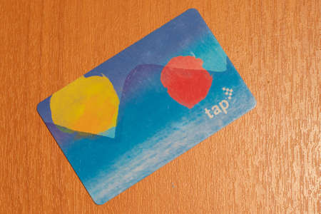 New York City, USA - 5 February 2020: TAP ride card. Transit Access Pass LA. Los Angeles transport, Illustrative Editorial.のeditorial素材