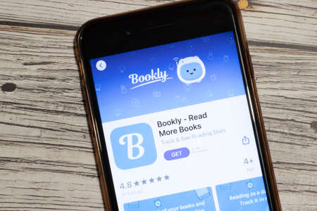 Los Angeles, California, USA - 12 February 2020: Bookly App Store page close up , Illustrative Editorial.のeditorial素材
