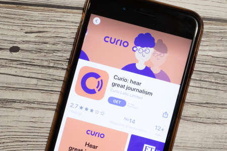 Los Angeles, California, USA - 12 February 2020: Curio App Store page close up , Illustrative Editorial.のeditorial素材
