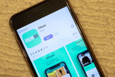 Los Angeles, California, USA - 12 February 2020: Filmin App Store page close up , Illustrative Editorial.のeditorial素材
