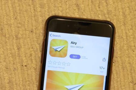 Los Angeles, California, USA - 12 February 2020: Airy App Store page close up , Illustrative Editorial.のeditorial素材