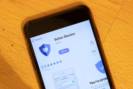 Los Angeles, California, USA - 12 February 2020: Better Blocker App Store page close up , Illustrative Editorial.のeditorial素材