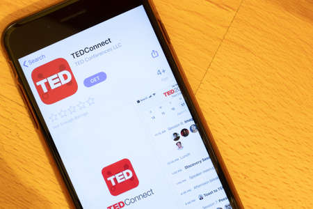 Los Angeles, California, USA - 12 February 2020: TEDConnect App Store page close up , Illustrative Editorial.のeditorial素材