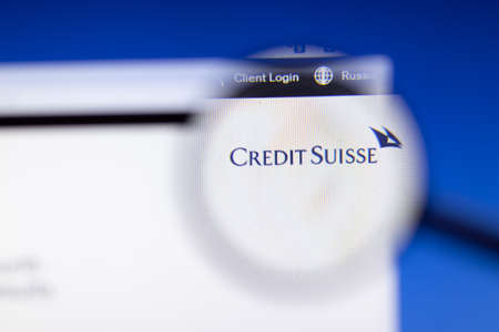 Saint-Petersburg, Russia - 18 February 2020: Credit Suisse company website page logo on laptop...