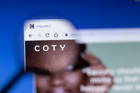 Saint-Petersburg, Russia - 18 February 2020: Coty inc company website page logo on laptop display....