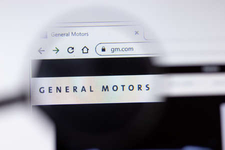 Saint-Petersburg, Russia - 18 February 2020: General Motors company website page logo on laptop display. Screen with icon, Illustrative Editorial.のeditorial素材