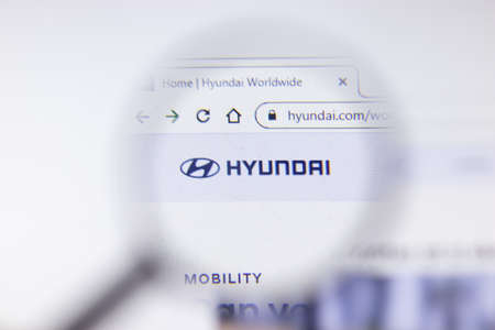 Saint-Petersburg, Russia - 18 February 2020: Hyundai Motor Company company website page logo on...
