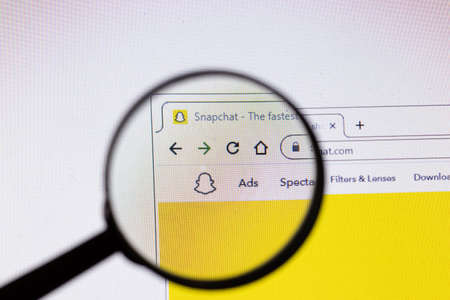 Saint-Petersburg, Russia - 18 February 2020: Snapchat company website page logo on laptop display....