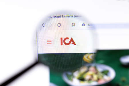 Los Angeles, California, USA - 18.02.2020: ICA website page with close up logo. Ica.se site icon on screen, Illustrative Editorial.のeditorial素材
