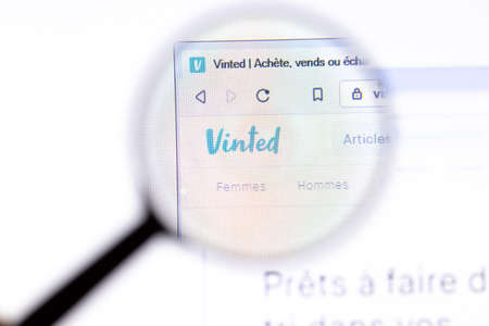 Los Angeles, California, USA - 18.02.2020: Vinted website page with close up logo. Vinted.fr site...