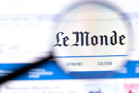 Los Angeles, California, USA - 18.02.2020: Le Monde website page with close up logo. Lemonde.fr site icon on screen, Illustrative Editorial.