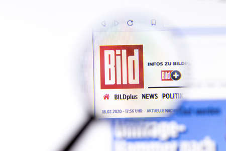 Los Angeles, California, USA - 18.02.2020: Bild website page with close up logo. Bild.de site icon on screen, Illustrative Editorial.のeditorial素材