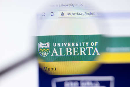 Los Angeles, California, USA - 7 March 2020: University of Alberta website homepage logo visible on...