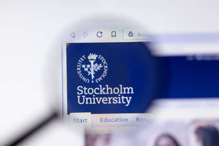 Los Angeles, California, USA - 7 March 2020: Stockholm University website homepage logo visible on display close-up, Illustrative Editorial.のeditorial素材