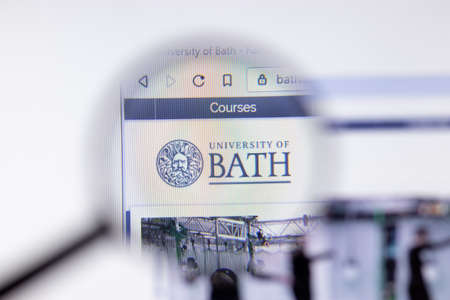 Los Angeles, California, USA - 7 March 2020: University of Bath website homepage logo visible on display close-up, Illustrative Editorial.のeditorial素材