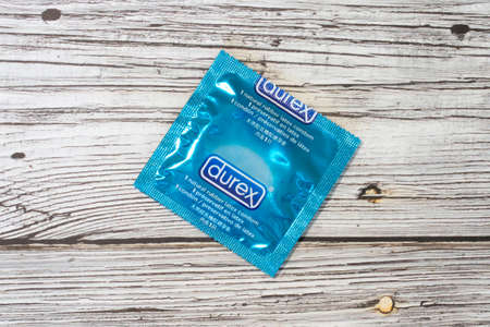 Saint Petersburg, Russia - 17 March 2020: Durex is a British condoms brand, originally developed and...