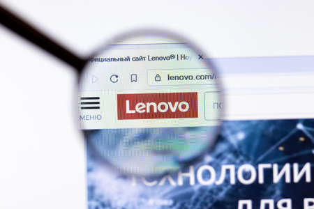 Los Angeles, California, USA - 20 March 2020: Lenovo Group company logo on website page close-up on...