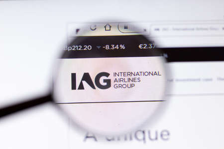 Saint Petersburg, Russia - 29 March 2020: International Airlines Group IAG business company logo...