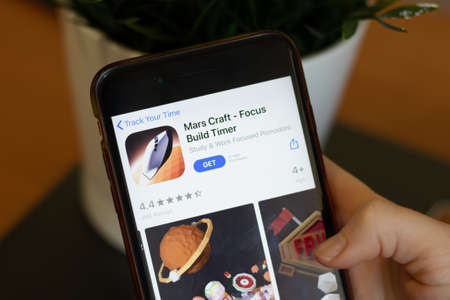 New York, USA - 1 May 2020: Mars Craft Focus Build Timer app icon logo on mobile phone screen...