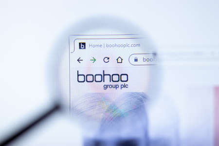 Moscow, Russia - 1 June 2020: Boohoo.com Plc website page. Boohoo logo on display screen, Illustrative Editorial.のeditorial素材