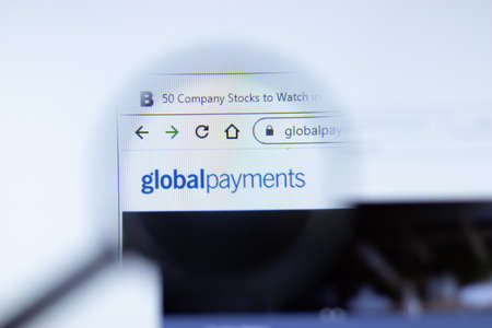 Moscow, Russia - 1 June 2020: Globalpaymentsinc.com website page. Global Payments logo on display screen, Illustrative Editorialのeditorial素材