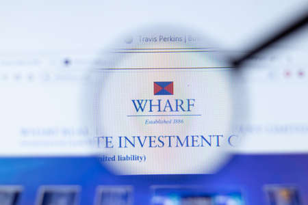 Moscow, Russia - 1 June 2020: WharfReic.com website page. Wharf Reic logo on display screen, Illustrative Editorial.のeditorial素材