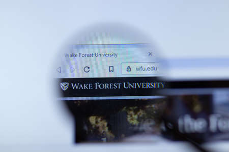Moscow, Russia - 1 June 2020: Wake Forest University website page in browser. Logo close-up, Illustrative Editorial.のeditorial素材