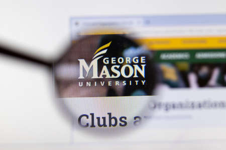 Moscow, Russia - 1 June 2020: George Mason University website page in browser. Logo close-up, Illustrative Editorial.のeditorial素材