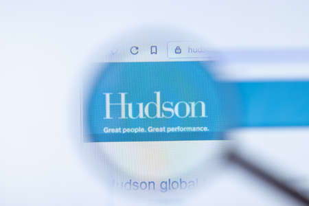 Moscow, Russia - 1 June 2020: Hudson website with logo , Illustrative Editorial.のeditorial素材