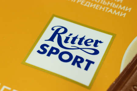 Moscow, Russia - 1 June 2020: Ritter Sport logo close-up, Illustrative Editorial.