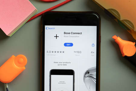 New York, USA - 29 September 2020: Bose Connect mobile app logo on phone screen close up,...