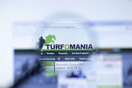 New York, USA - September 29, 2020: turfomania.fr Turfomania company website with logo close up, Illustrative Editorial.のeditorial素材