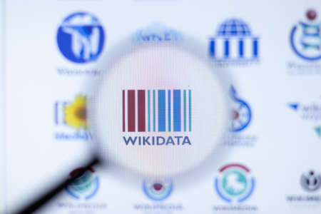 New York, USA - September 29, 2020: Wikidata company website with logo close up, Illustrative Editorial.のeditorial素材