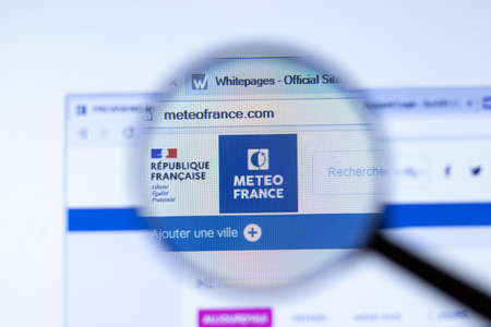 New York, USA - September 29, 2020: Meteo France meteofrance.com company website with logo close up, Illustrative Editorial.のeditorial素材