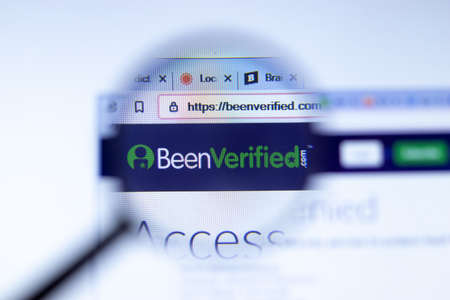 New York, USA - September 29, 2020: BeenVerified beenverified.com company website with logo close...