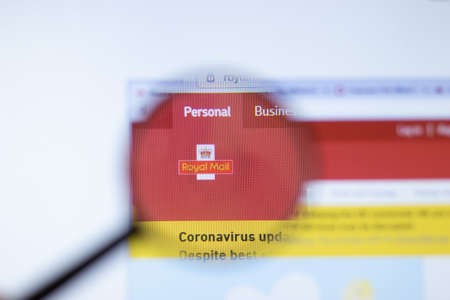 New York, USA - September 29, 2020: royalmail.com Royal Mail company website with logo close up,...