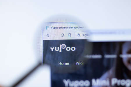 New York, USA - September 29, 2020: yupoo.com yuPoo company website with logo close up, Illustrative Editorial.のeditorial素材