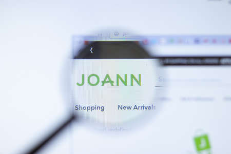 New York, USA - September 29, 2020: Joann joann.com company website with logo close up, Illustrative Editorial.のeditorial素材
