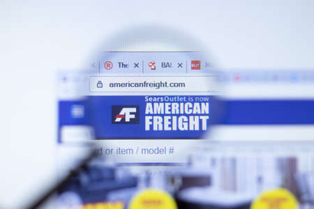 New York, USA - September 29, 2020: americanfreight.com American Freight company website with logo...