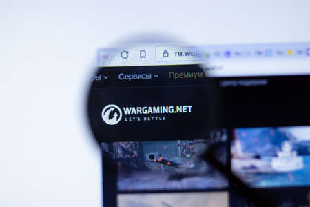 New York, USA - September 29, 2020: wargaming.net Wargaming company website with logo close up, Illustrative Editorial.のeditorial素材