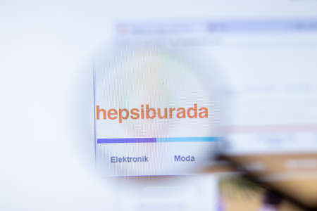 New York, USA - September 29, 2020: Hepsiburada hepsiburada.com company website with logo close up, Illustrative Editorial.のeditorial素材