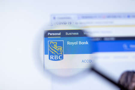 New York, USA - September 29, 2020: Royal Bank RBC royalbank.com company website with logo close up,...