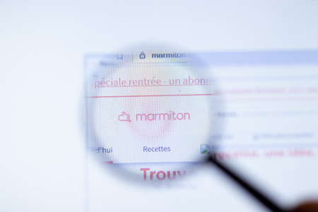 New York, USA - September 29, 2020: marmiton.org marmiton company website with logo close up, Illustrative Editorial.のeditorial素材
